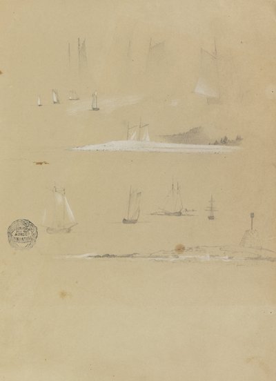 Studies of Sailing Ships and Coastal Landscapes by Frederic Edwin Church
